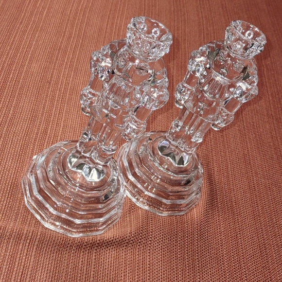 Princess House Holiday Vintage Crystal Nutcracker Candlestick